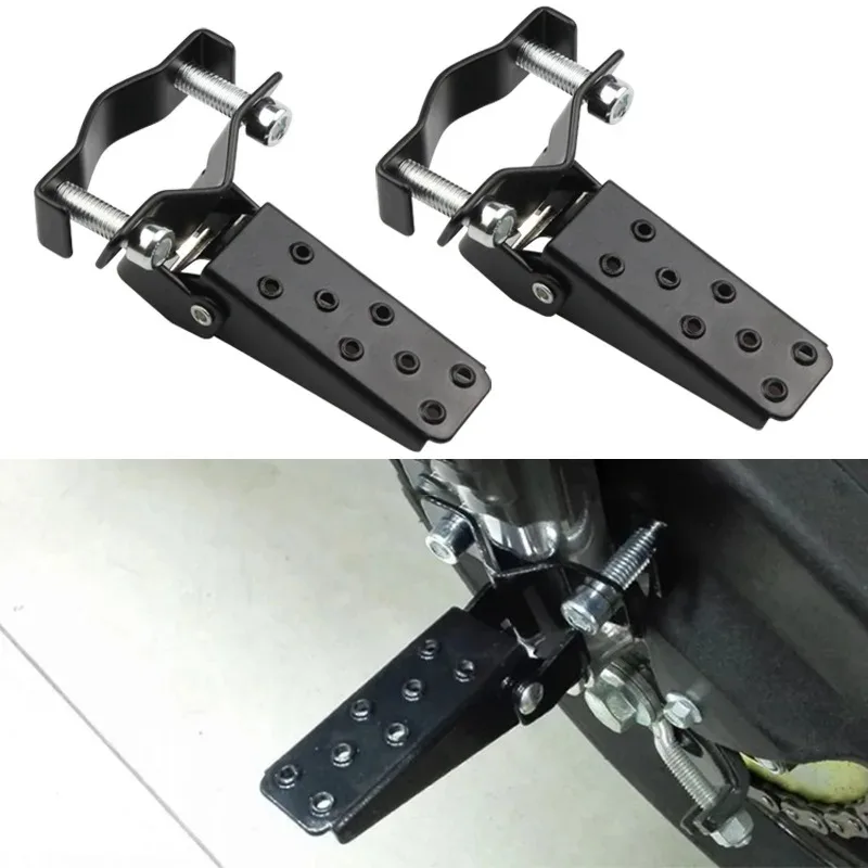 Foldable Footrest Foot Step Pegs Steel Pedal Black Universal for Retro Motorcycle ATV Foot Pegs Foot Rest Motorcycle Footpegs