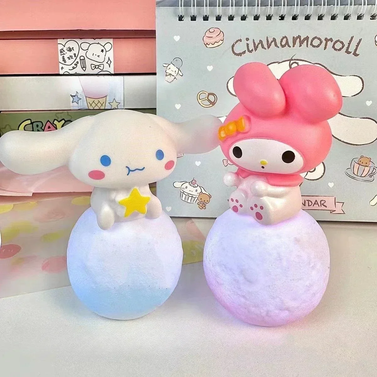 Miniso Hello Kitty Night Light Luminous ของเล่นเด็กโคมไฟข้างเตียงอะนิเมะการ์ตูน Kuromi Cinnamoroll เด็กน่ารักของขวัญ