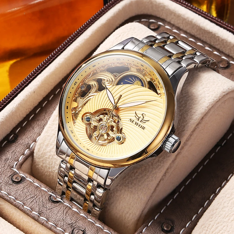 New Genuine Automatic Mechanical Watch for Men, Hollow Butterfly Clasp, Luminous, Waterproof, Fashionable, Casual, Simple, Stylish, Trendy Men's Wristwatch, Valentine's Day Gift for Boyfriend or Husband