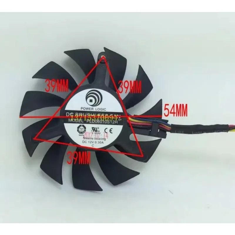 6CM graphics card fan PLD06010S12H 4-wire temperature control PWM 39MM hole spacing