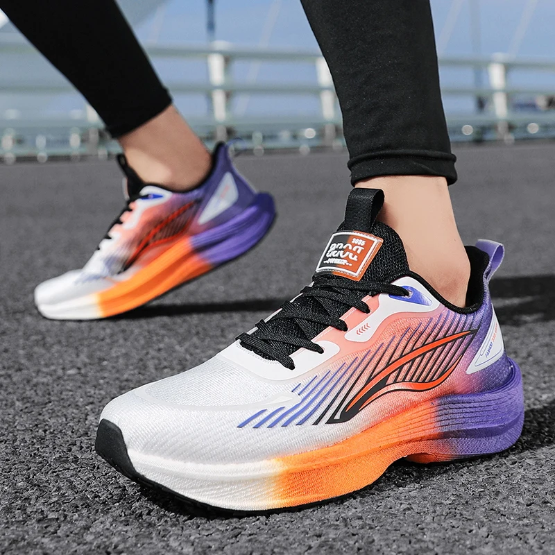 أحذية رياضية وترفيهية، أحذية رجالية، أحذية ماراثون كبيرة الحجم مبطنة بالهواء، مطاط منسوج لجميع المواسم، مقاومة للاهتراء، مضادة #4