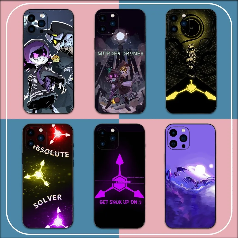 Game M-Murder Drones N V J Phone Case For iPhone 15 14 13 12 11 Pro Max mini XS XR X 8 Plus SE Black Cover