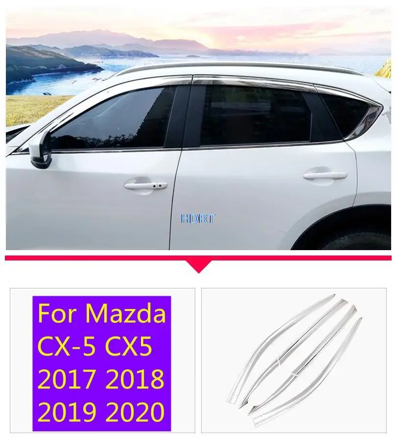 

For Mazda CX-5 CX5 2017 2018 2019 2020 Window Visor Rain Sun Smoke Guard Deflector Vent Shade Awning Shelter Trim Rainwear