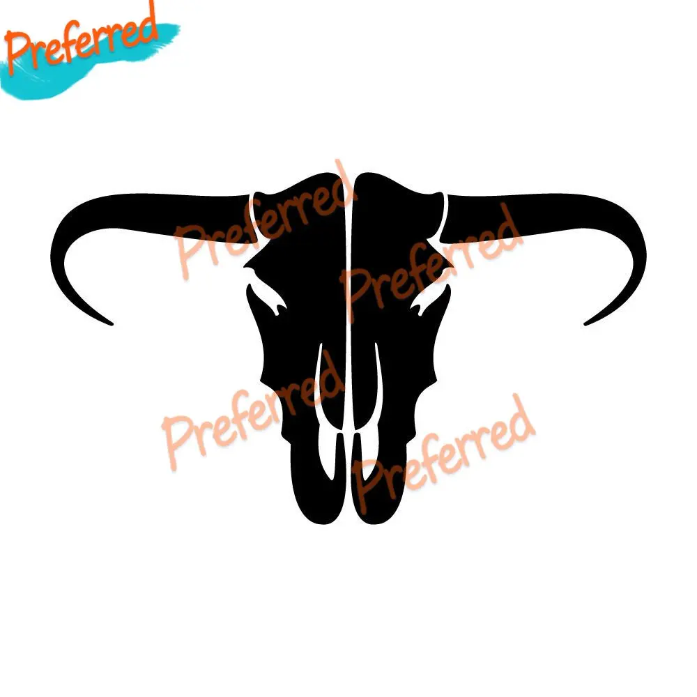 COW SKULL Cowboy Country Car Sticker Car Rear View Mirror Headlight Shade Window Motorcycle Trunk Helmet Surf Vinyl Laptop Decal