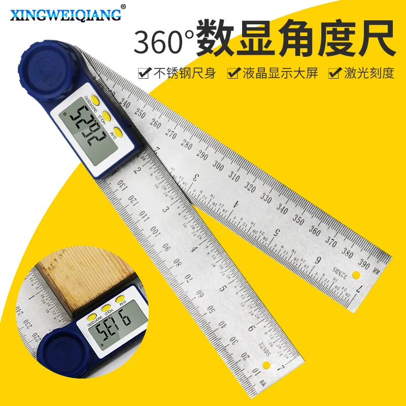 Digital Angle Finder Protractor 2-in-1 Measuring Tool Level Ruler 200mm 300mm Multi-Purpose Woodworking