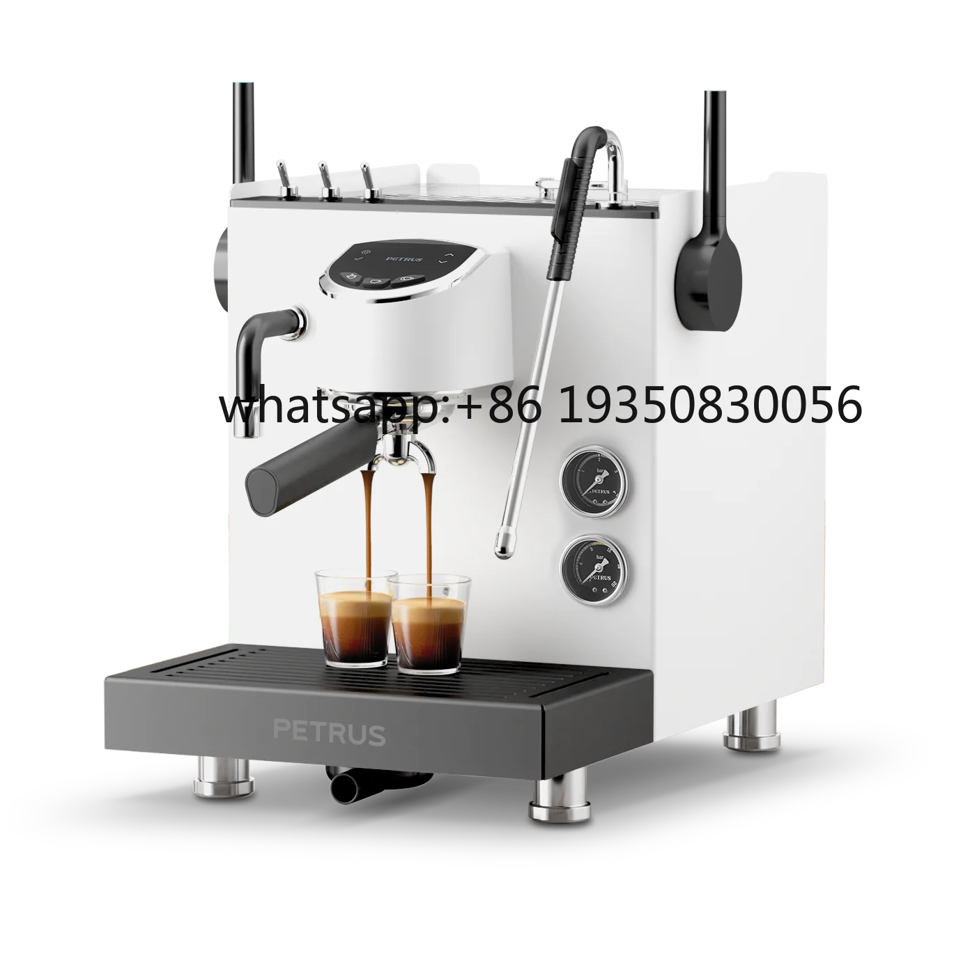 

Semi-Automatic Espresso Machine Dual Pressure Gauges Milk Frother Steam Wand for Home or Commercial Use