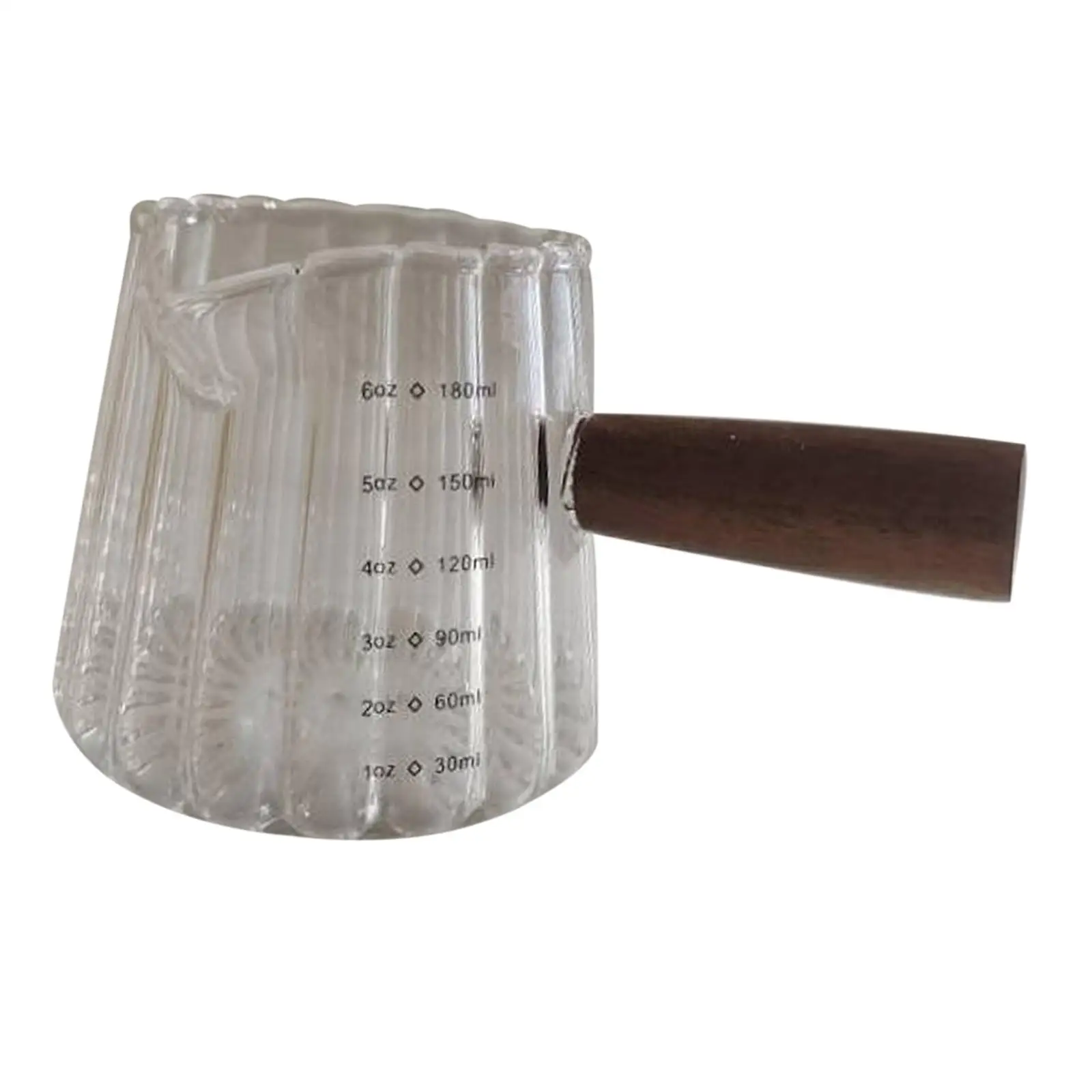 Measuring Cup Glass 180ml with Wood Handle for Coffee Espresso Milk Tea Cooking Baking Kitchen Liquid Measuring Jug