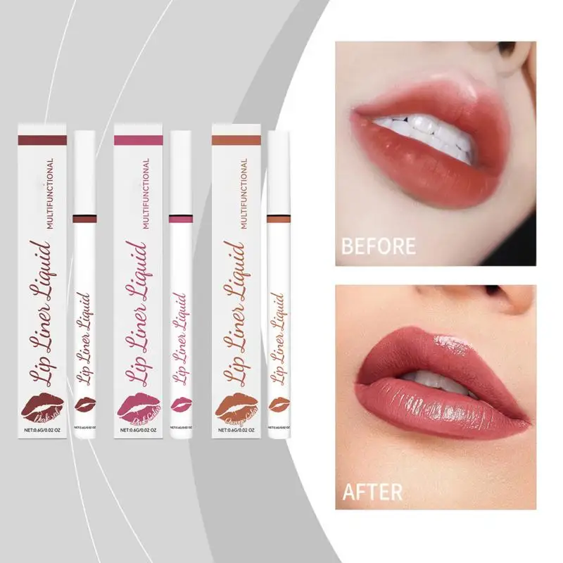 Vloeibare Lipliner Potlood Matte Zachte Lip Liner Stick Sneldrogend Smudge Proof Natuurlijke rode Lippenstift Matte Naakt Contour Lipliner Pen