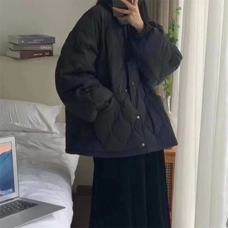 2023 Autumn/Winter Japanese Student Polo Korean Version Loose Versatile Thickened Warm Cotton Coat with Cotton Clip Casual Coat