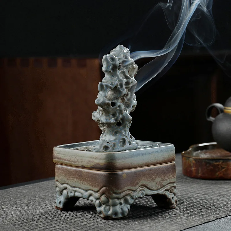 Chinese Style Ceramic Taihu Stone Incense Burner Zen Tea Ceremony Decoration ASMR Sleep Aid Aromatherapy Stove