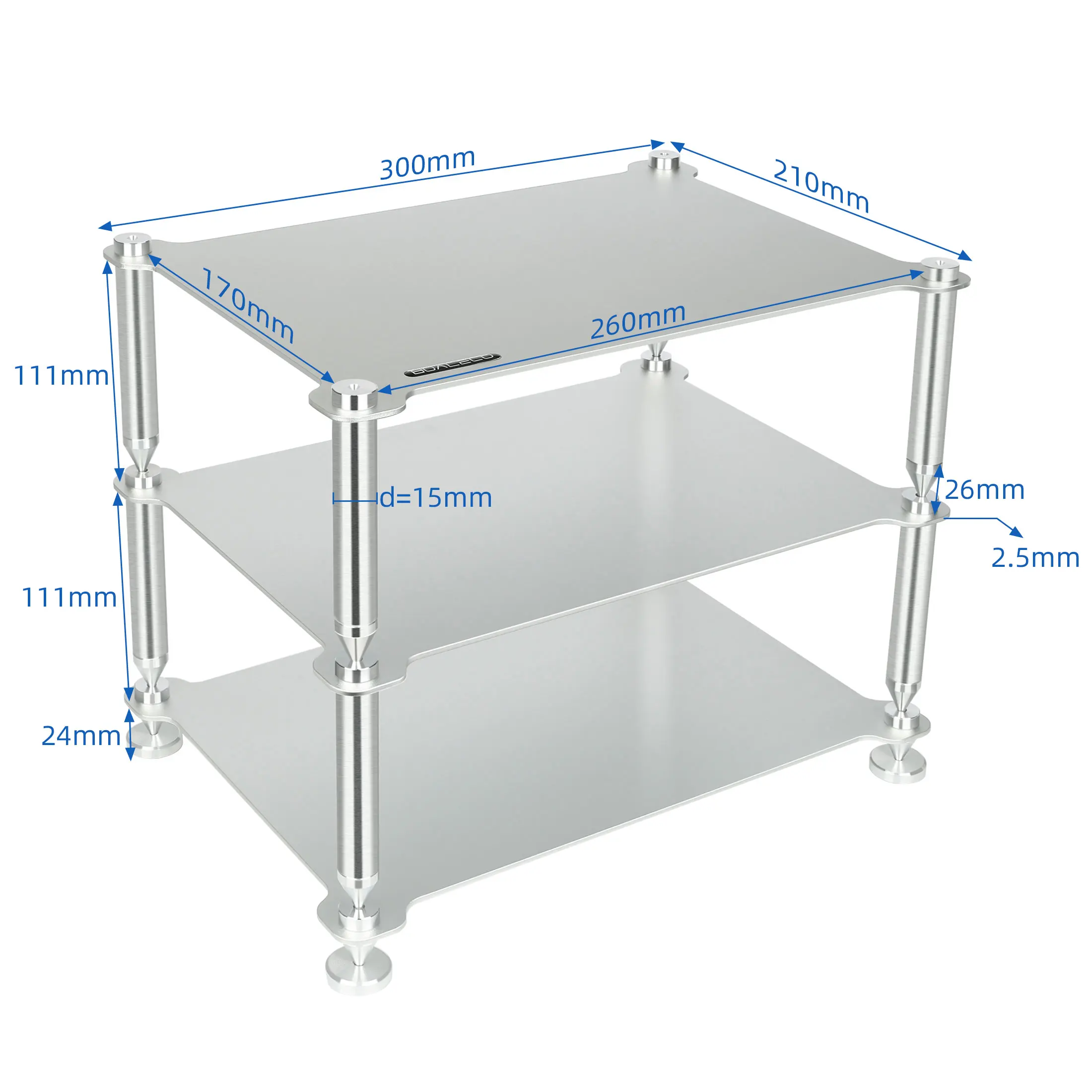 BOALECO FX2 desktop audio equipment rack HIFI headphone amplifier DAC rack Aluminum Alloy Triple Split Structure HIFI Racks