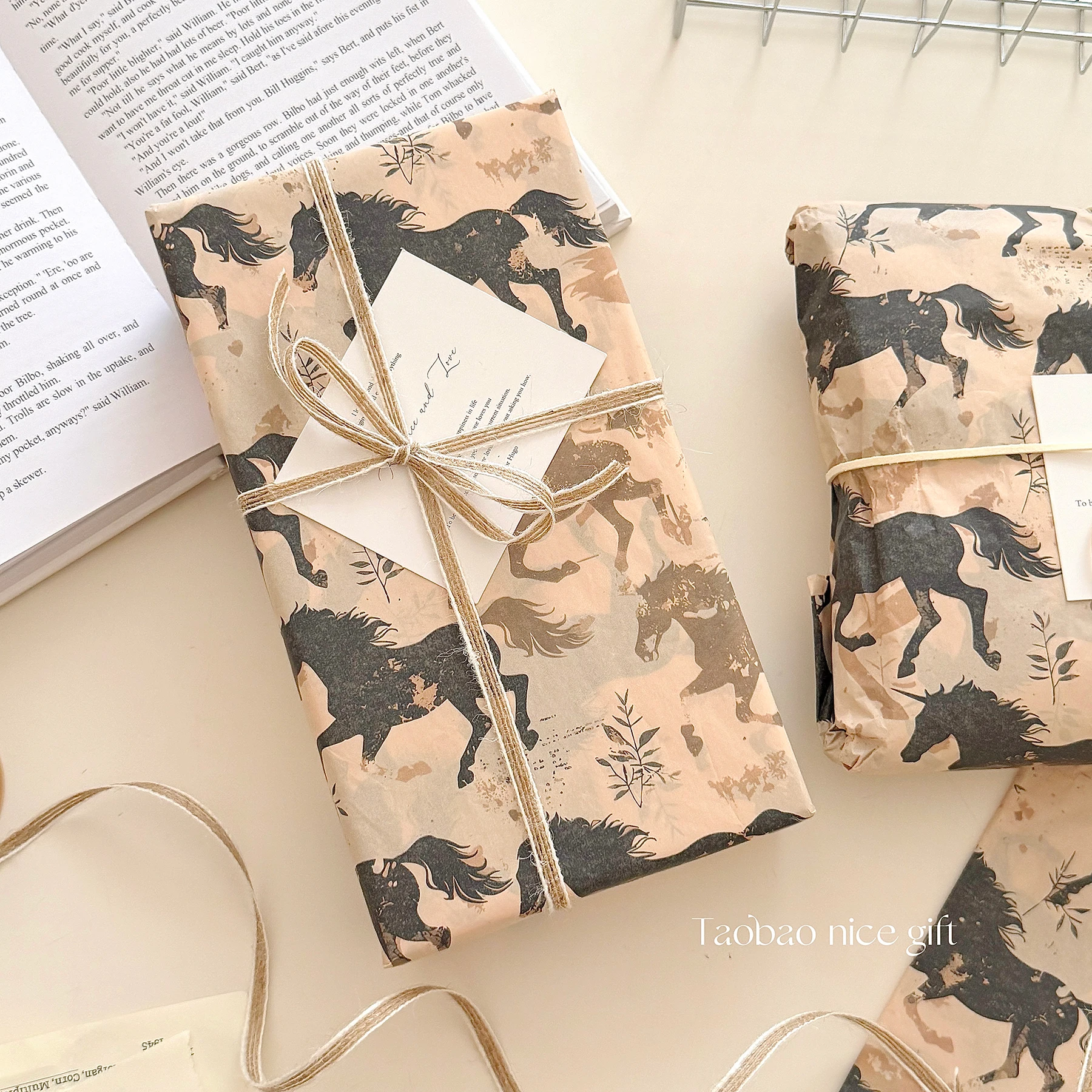 10 pièces de papier de soie vintage motif cheval « Succès Immédiat » pour l'Année du Cheval 2026, emballage cadeau et décoration de fête