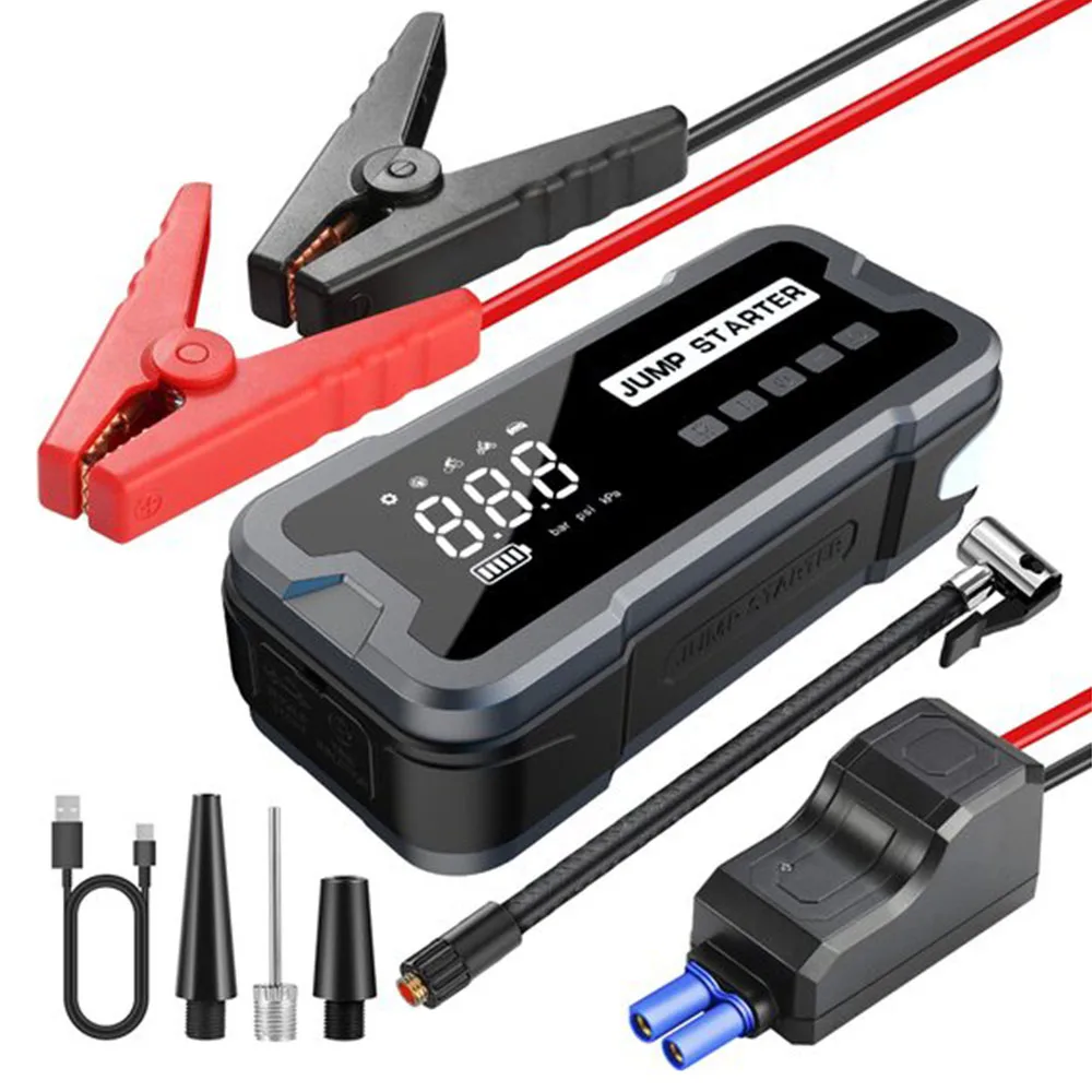 

Mini 4000A Lithium Battery Car Jump Starter With Tire Air Pump Portable Power Bank Charger Emergency Tool For Diesel SUV Truck