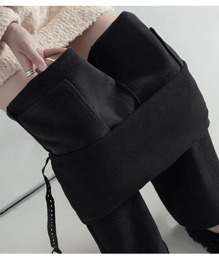 Autumn Winter Maternity Belly Pants Warmth Corduroy High Waist Pregnant Woman Woolen Trousers Loose Pregnancy Clothes