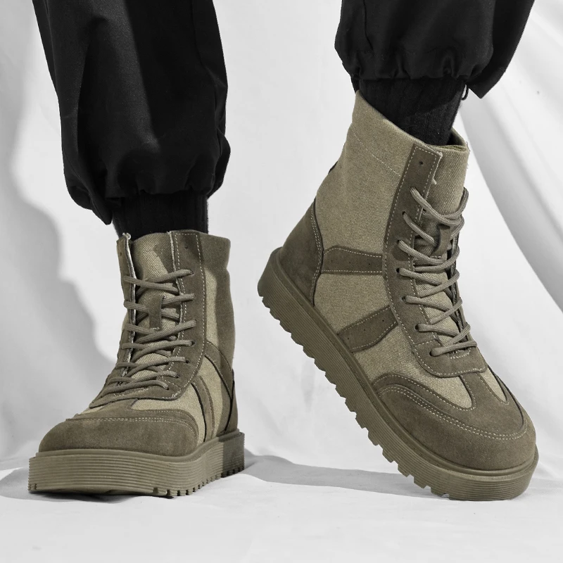 أحذية الشتاء أحذية رجالي عادية كاوبوي التكتيكية دراجة نارية تشيلسي الكاحل العمل الجلود في الهواء الطلق مصمم المشي لمسافات طويلة الفاخرة #1