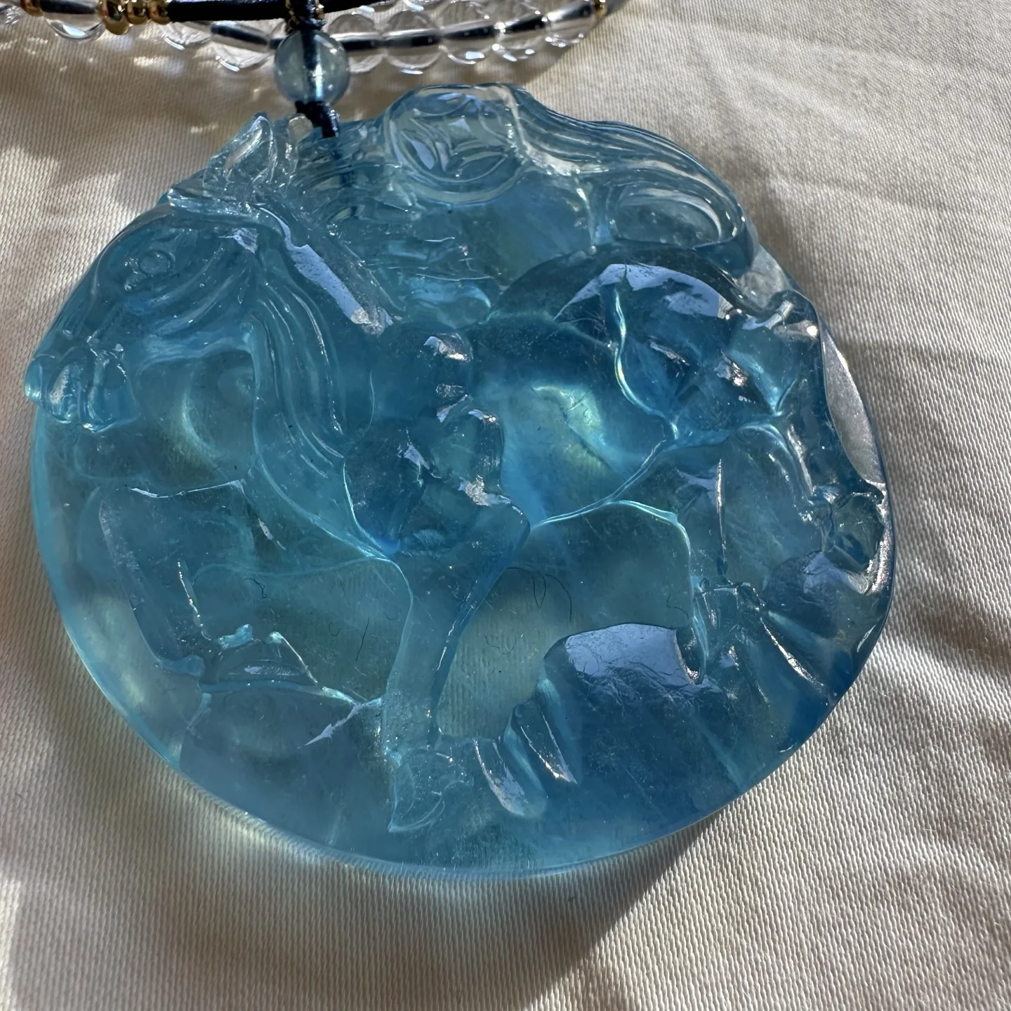 Natural Blue Aquamarine Pendant Women Bead 53x10mm Aquamarine Brazil Fashion Beads Necklace AAAAA