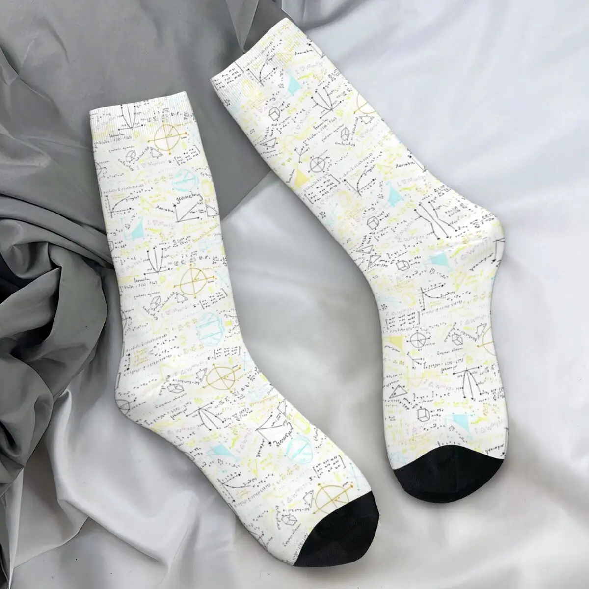 Men Socks Colorful Math Formulas Stockings Autumn Vintage High Quality Socks Custom Cycling Anti-Slip Socks