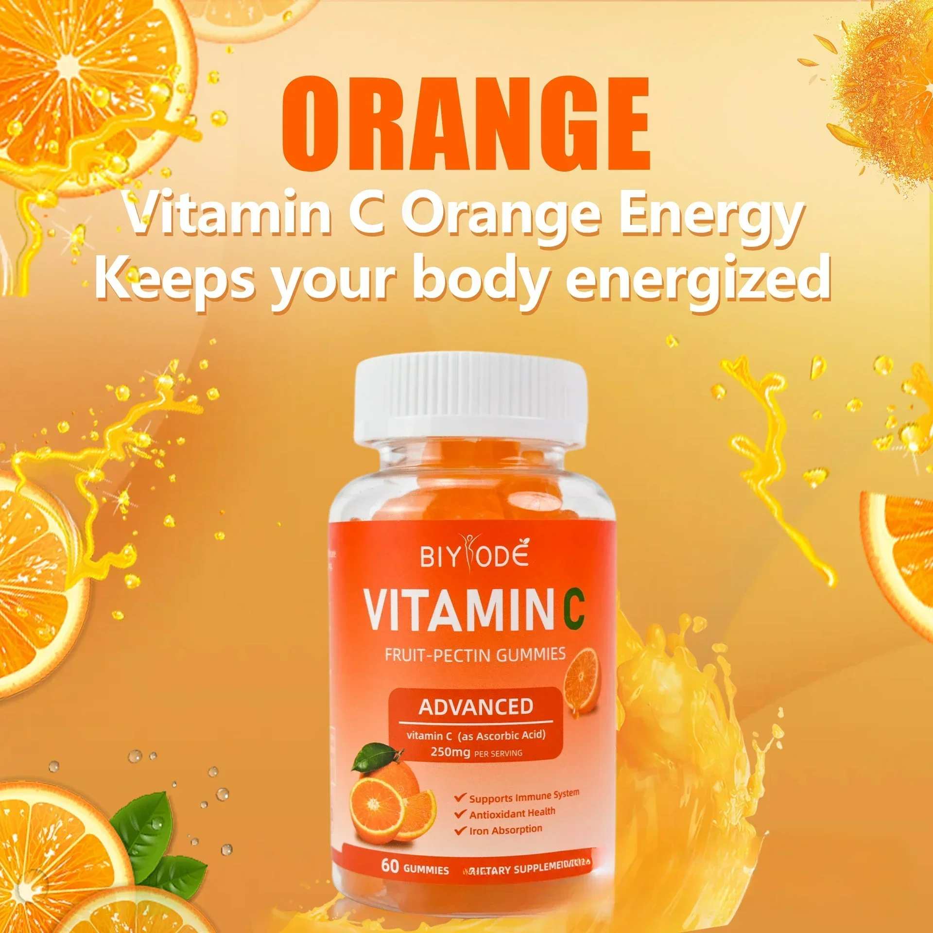 

1 bottle of vitamin C gummy candy supplements nutrition improves metabolism promotes healthy growth is a health food