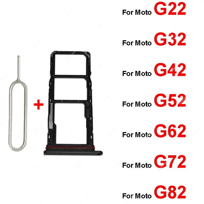 Sim Card Slot Tray Holder For Motorola Moto G22 G32 G42 G52 G62 G72 G82   Card Reader Adapter Socket Replacement Parts