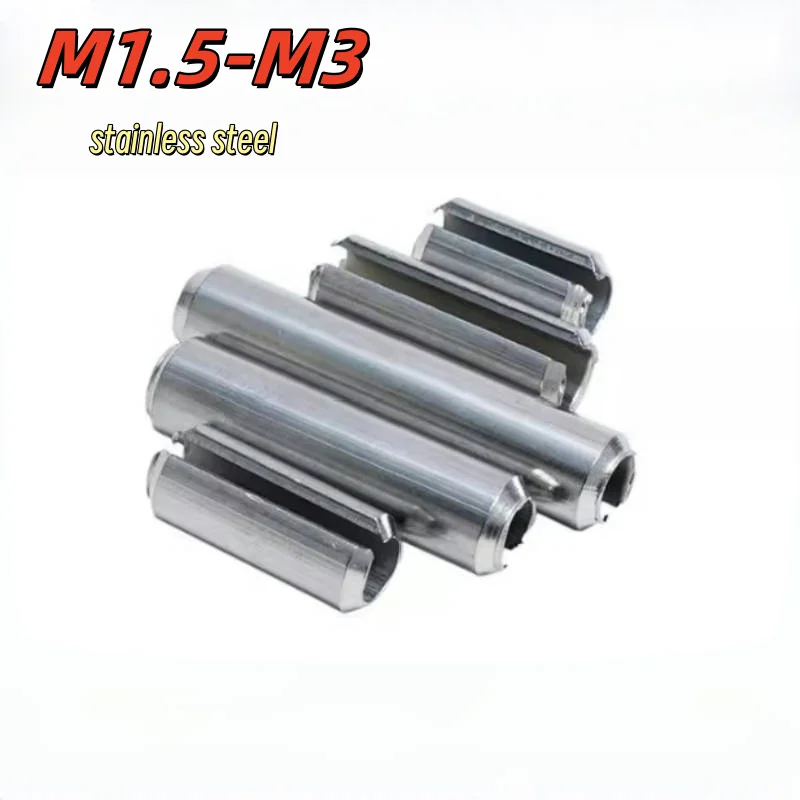 

100PCS M1.5 M2 M2.5 M3 304Stainless Steel Elastic Split Pin Cylindrical Positioning Tension Dowel Pin Rolling Spring Pin