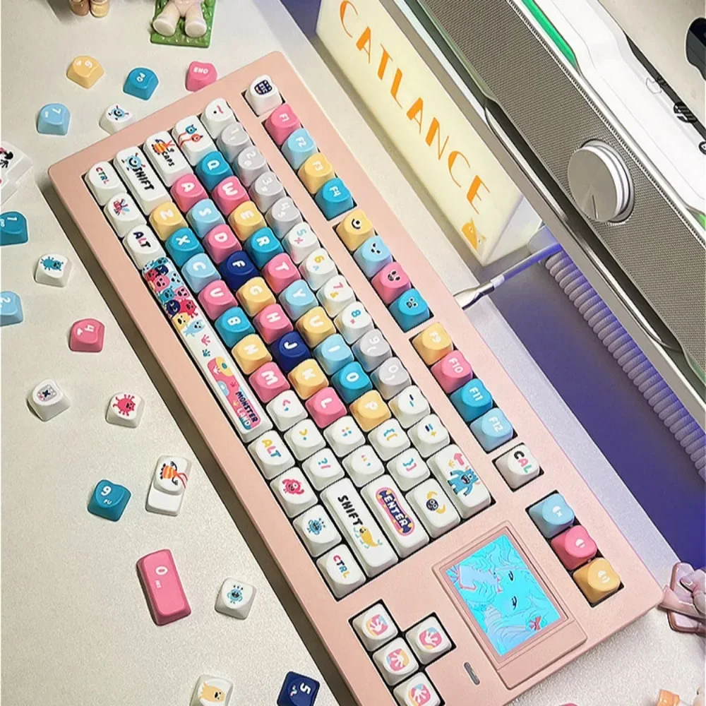 PBT Keycaps 120 Keys MOA Height, Candy Monster Keycaps, Hot Sublimation, For Cherry MX 104/87/61 Mechanical Keyboard