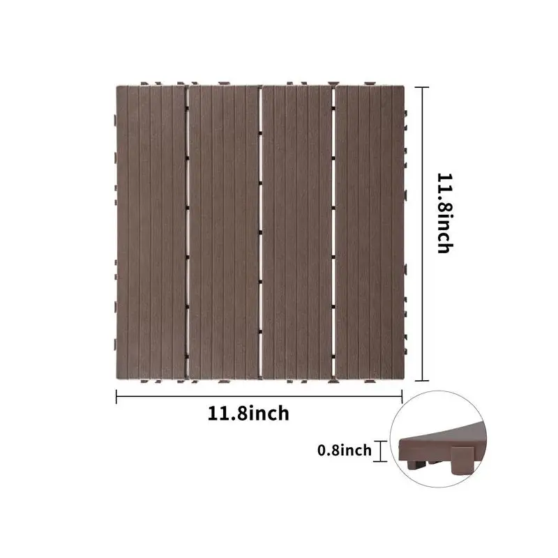 

Водонепроницаемая плитка для улицы с блокировкой 11,8 x 11,8 дюйма (4 шт. в упаковке) для сада, бассейна, заднего двора, светлого кофейного цвета