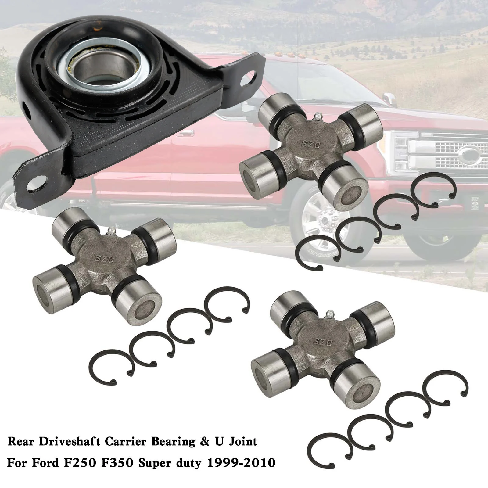 Artudatech Driveshaft Carrier Bearing and U Joint Kit For Ford F250 F350 Superduty 4WD Car Accessories