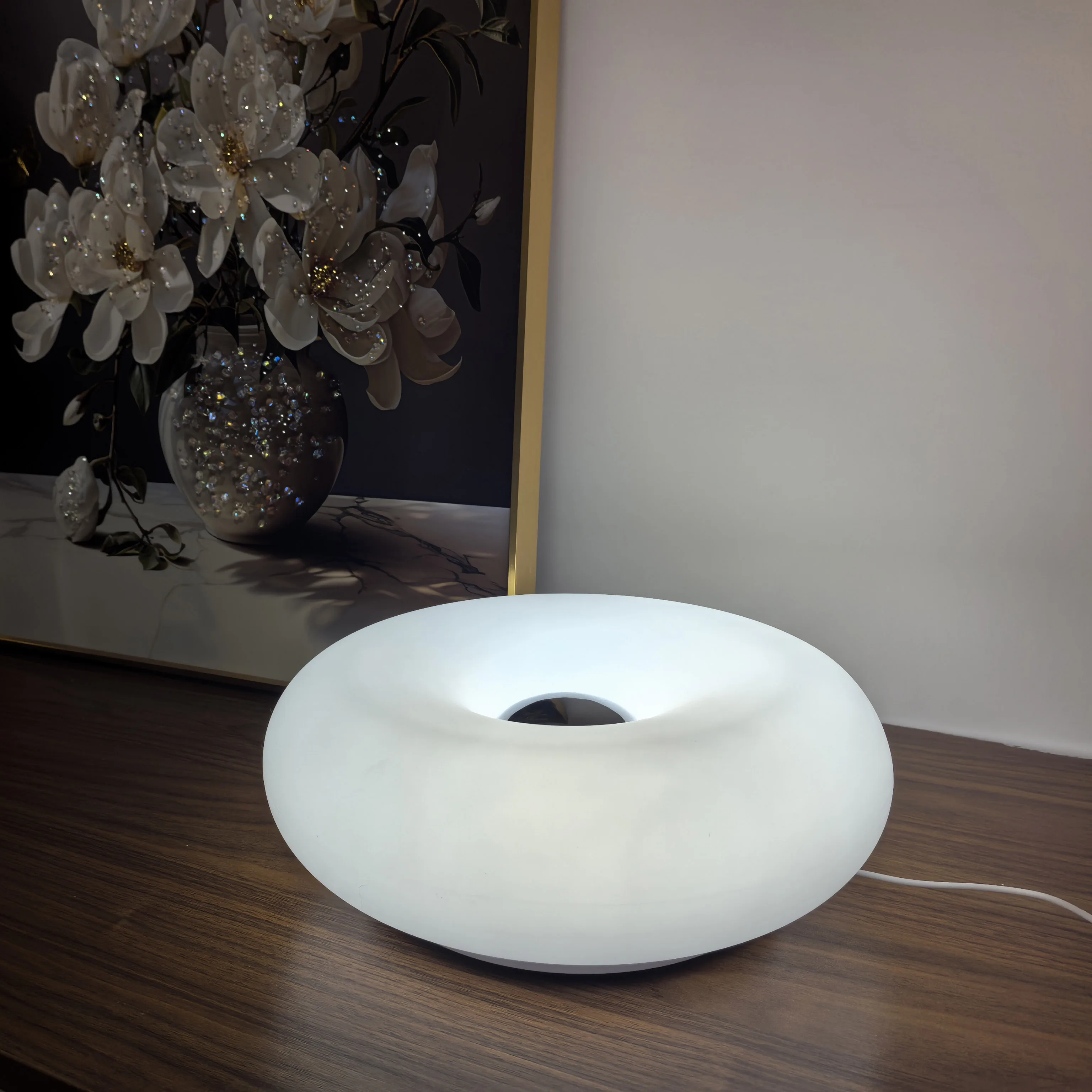 Bedroom bedside lamp USB plug tri color dimming donut table lamp Bauhaus living room dining room decorative light