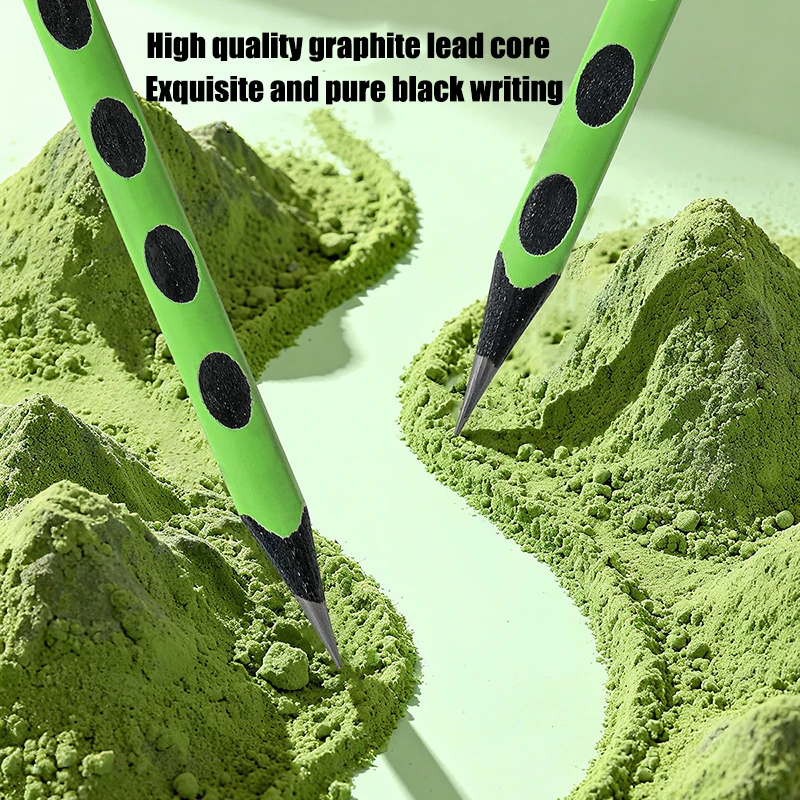 Triangular Pencils, Thick Lead 2B Non-toxic Green Rod Pencils, Hole Design Writing Pencils for Students