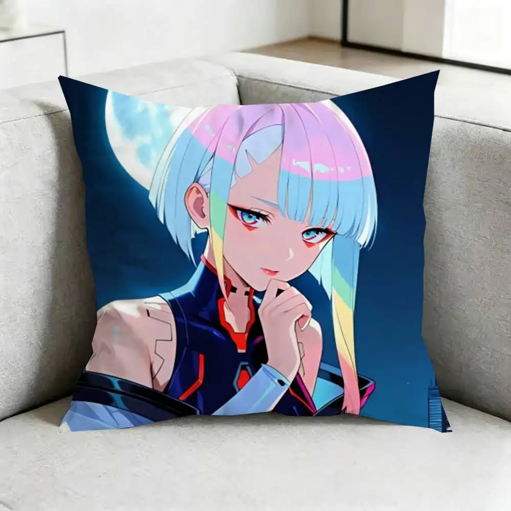 Cyberpunk E-Edgerunners-S Square Double-Sided printed Pillow Case Bedroom Bedside Pillow Sofa Cushion Cover Gift