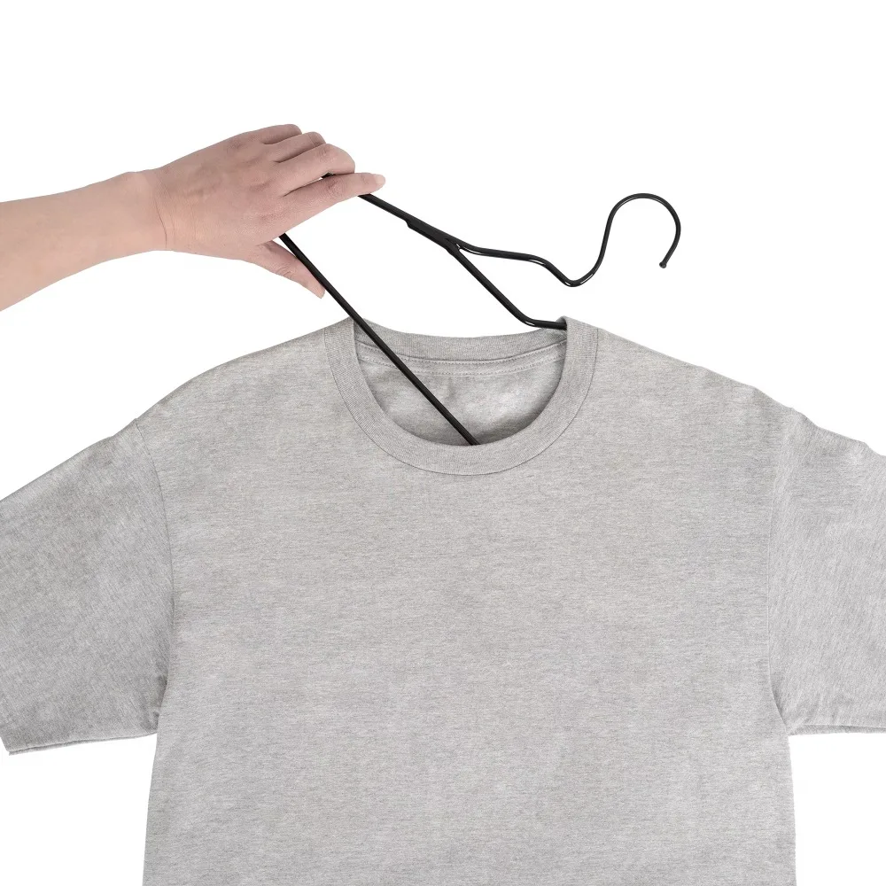 10‑Count Black Non‑Slip Clothing Hangers, Chrome Metal Hooks, Durable Closet Storage Hangers for Shirts, Jackets & Household Wardrobe Organization view 5