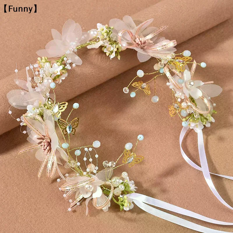 

Забавные милые короны для букетов, повязки на голову для детей, повязки для волос в лесном стиле, повязки для волос с цветами для девочек, головные уборы для вечеринок, свадеб, дней рождения