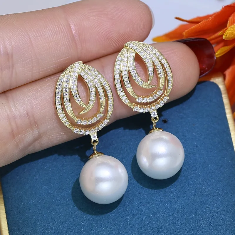 

PERFECT AAAAA 10-11 MM SOUTH SEA WHITE ROUND PEARL EARRING 925S