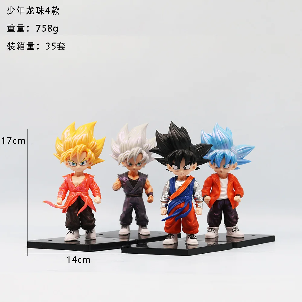 4pcs Dragon Ball Son Goku Figurine Action Figure PVC Statue Model Toys For Children Fans Birthday Gifts Home Desktop Decor Toys