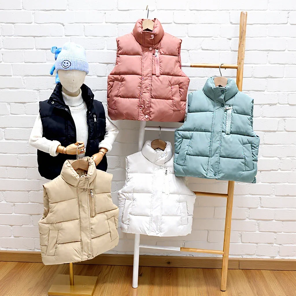Baby Vest Kid Autumn Winter Children Vest Pure Color Down Jacket Vest Girls Boys Jacket thick Sleeveless Inner Outer Vest Jacket