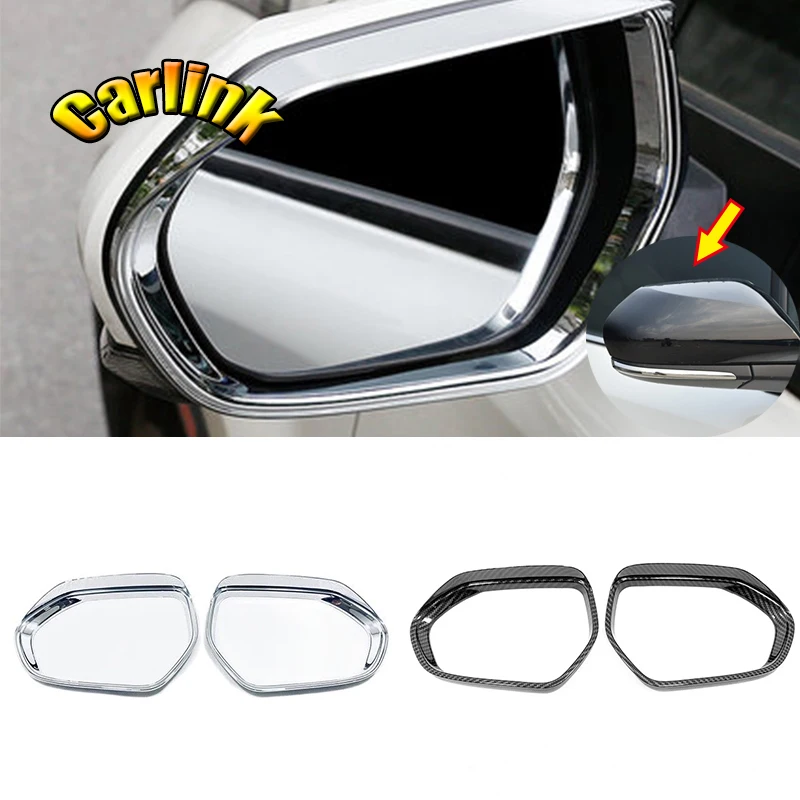 ABS Carbon Chrome For Toyota C-HR CHR 2016 17 18 19 2022 Car side door mirror cover trim frame sticker retrofit accessories 2PCS