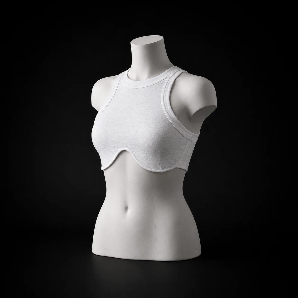 Edgy White Halter Crop Top Women's Underwire Cup Bustier Back Zipper Going Out Form Fitting Tank Top