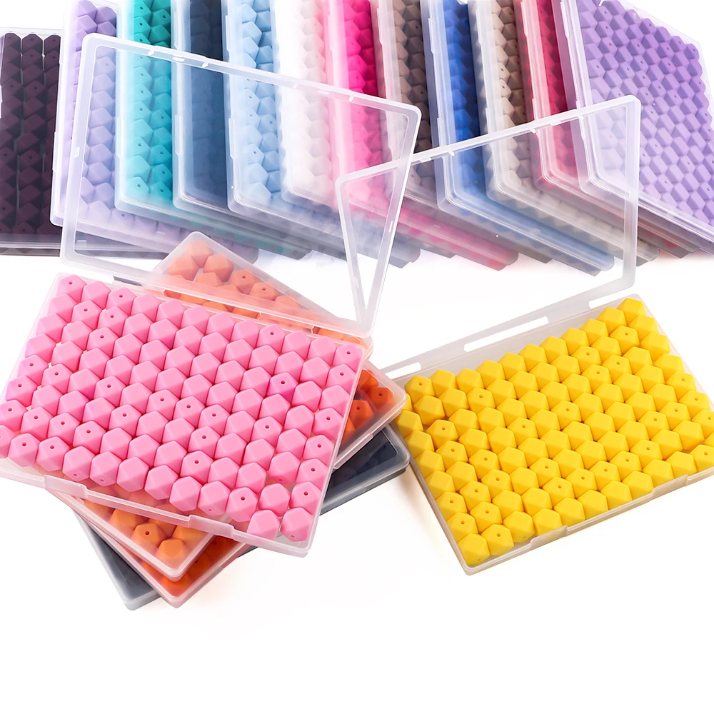 96Pcs/Box 14mm Hexagon Silicone Beads Loose Silicone Beads For Jewelry Making DIY Bracelet Necklace Keychain Accessories
