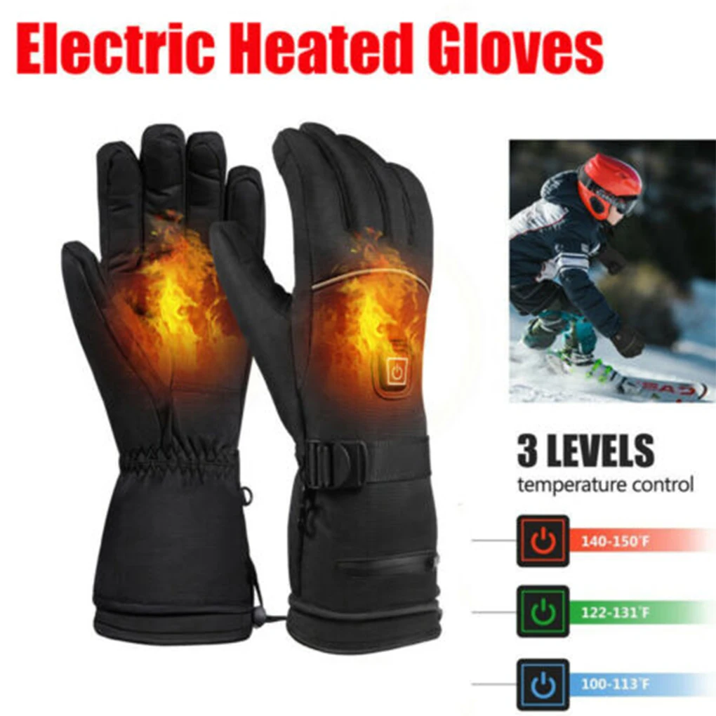 Men Heated Gloves USB Rechargeable Winter Thermal Gloves With Heating Touch Screen Cycling Gloves Electric Heating Gloves