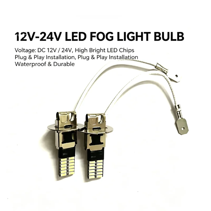 Car LED bulb H1 H3 LED headlight bulb small 30W 20000 lumens CSP car headlight fanless light car diode fog light 12V 24V 6000K w