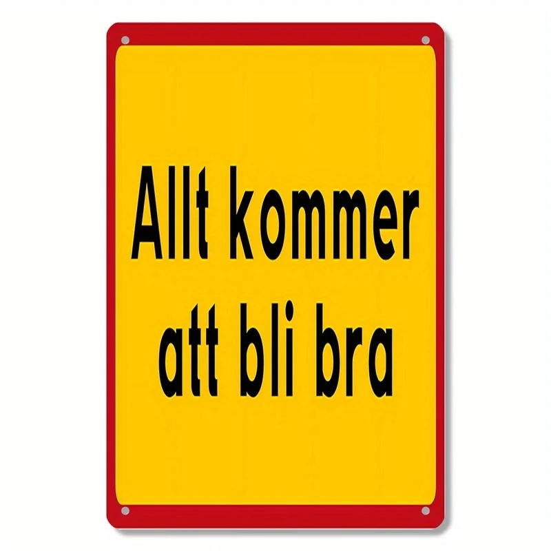 CIFbuy Modern Scandinavian Allt Kommer Att Bli Blå Aluminum Wall Art Waterproof Wear Resistant Office Cafe Bathroom Home Decor