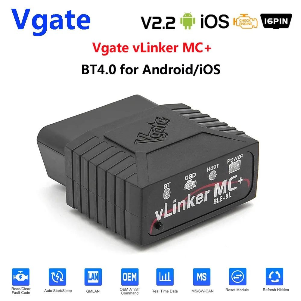 

Vgate vLinker MC+ ELM327 V2.2 Bluetooth 4.0 OBD2 Scanner Bimmer Code FORScan Auto Car Diagnostic tools ELM 327 V1 5 Code Reader