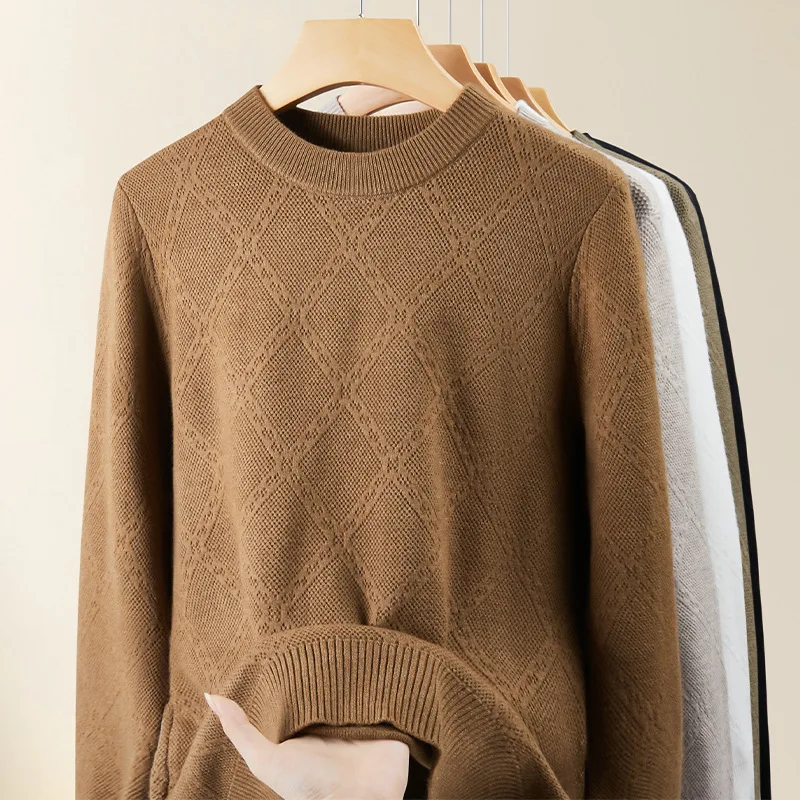 

Новая мода осень-зима мужской утепленный повседневный модный простой базовый вязаный свитер с круглым вырезом и длинными рукавами пуловеры мужская одежда