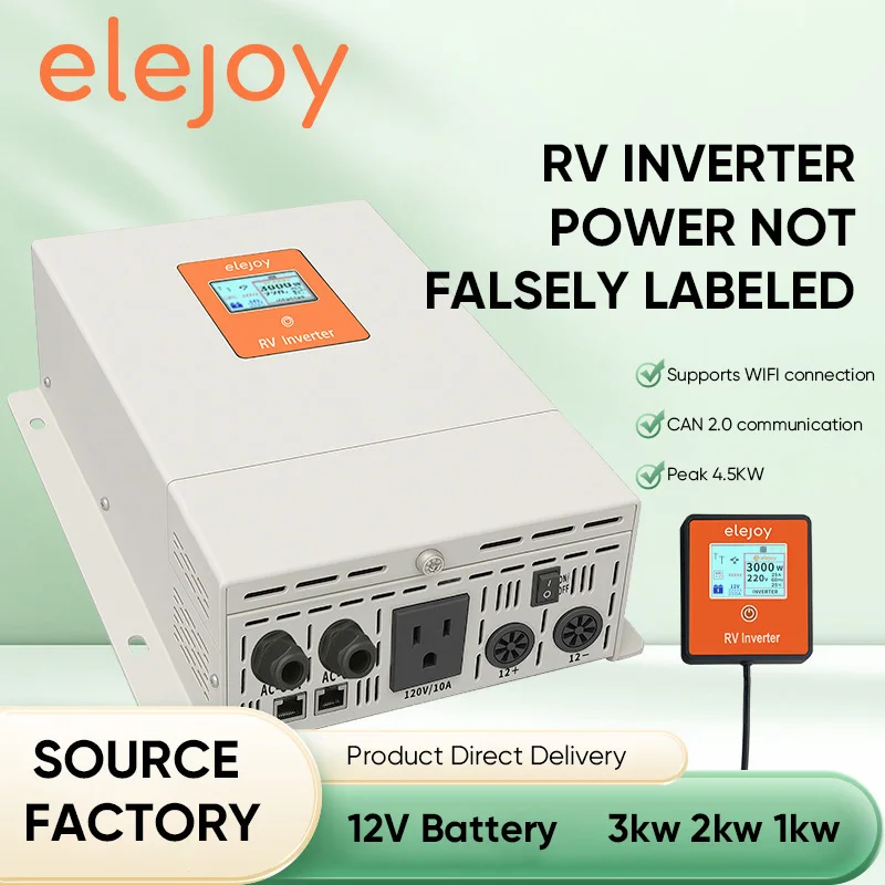 3000W High-power Pure Sine Wave Inverter for campervans 12V to 110V/220V Vehicle power Converter Supporting Bluetooth
