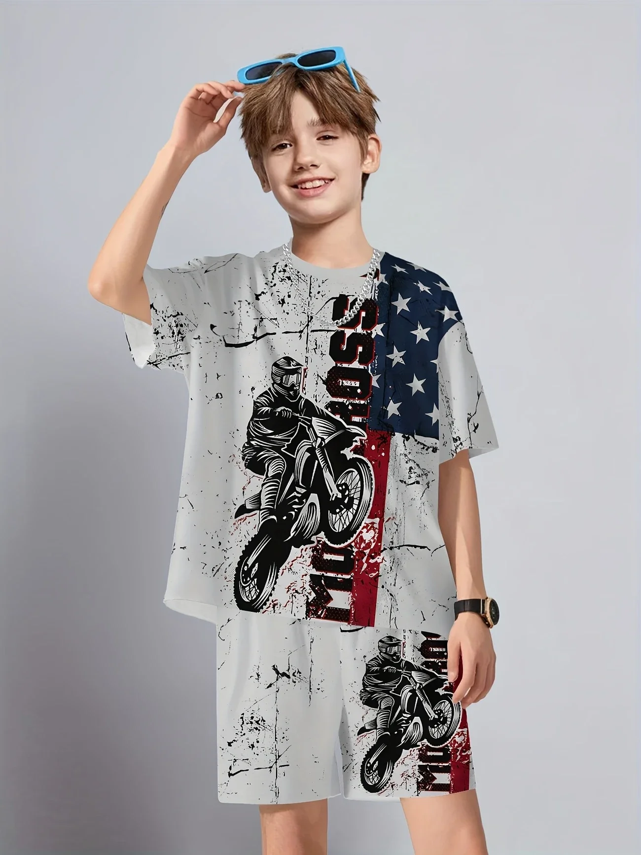 Été nouveau motif imprimé 3D haut à manches courtes Shorts deux pièces ensemble pour filles et garçons enfants hauts ensemble à manches courtes