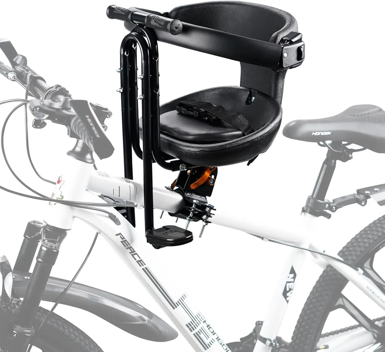 Safe Front Mount Child Bike Seat, Comfort Shockproof Baby Bicycle Seat with Full Surround Guard, Universal Bike Attachment