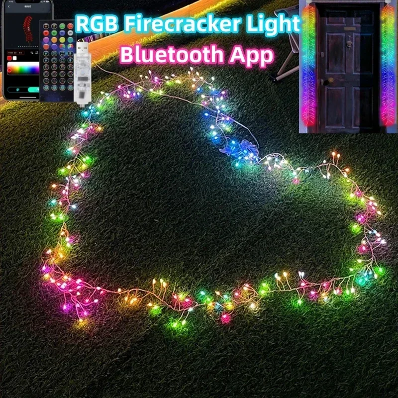 

Smart Remote RGB Firecracker Light Led Fairy Lights App Control Music Rhythm Door Home New Year'S Decor Firecracker Lights IP65