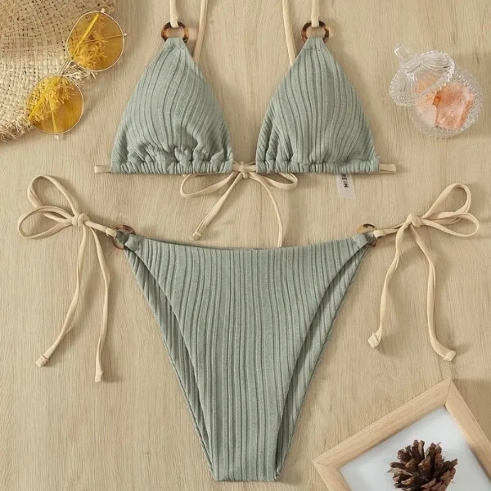 

New Swimsuit Women's European and American Two-piece Lace-up Hot-selling Beach Vacation Swimsuit