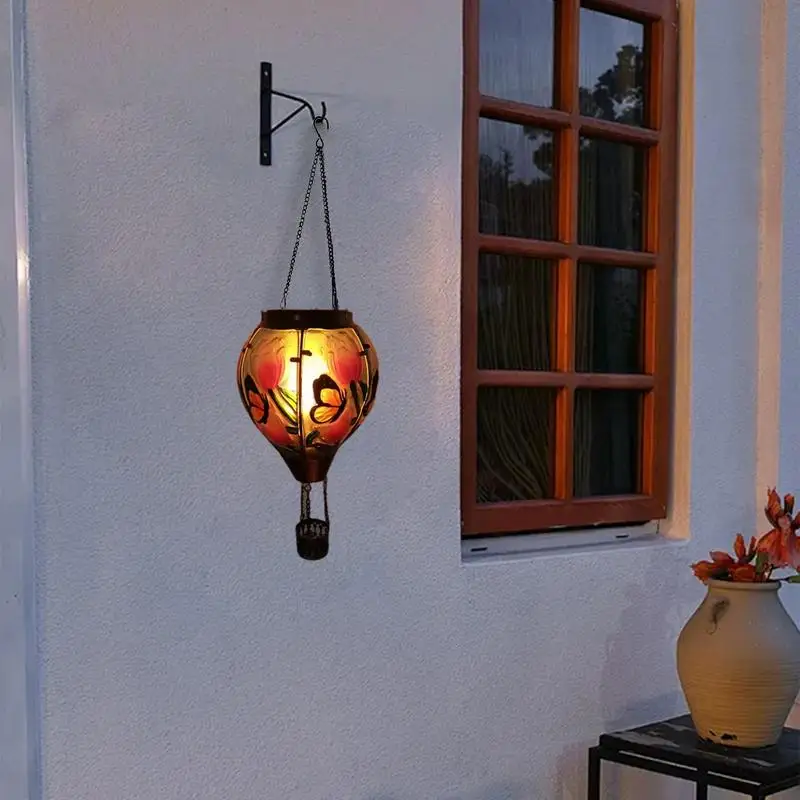 Hot Air Balloon Solar Lantern Flickering Flame Hummingbird Butterfly LED Air Balloon Solar Light Waterproof Lanterns Colorful