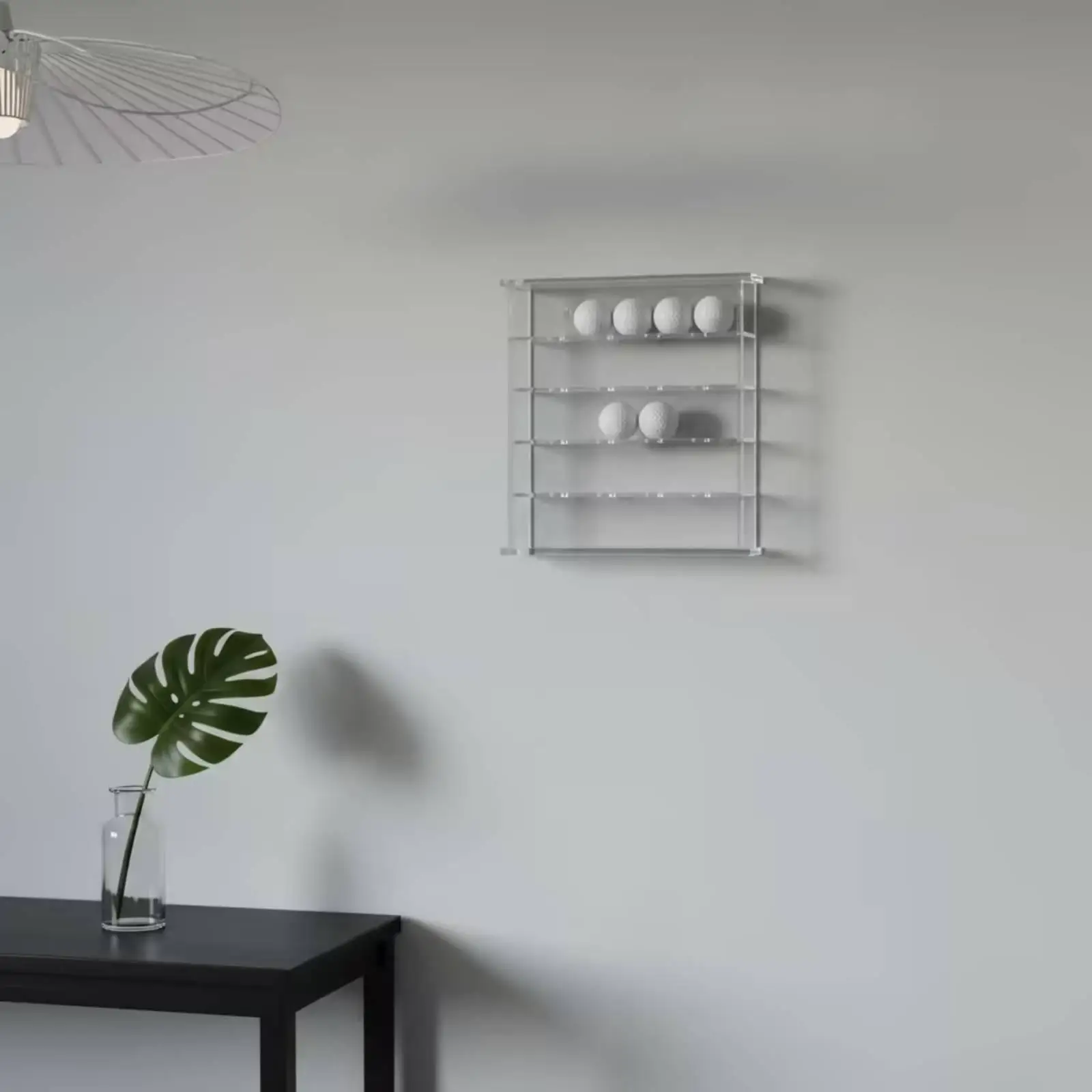 Golf Ball Display Case Acrylic Wall Mounted Organizer Transparent Holder for 5 Rows Collection
